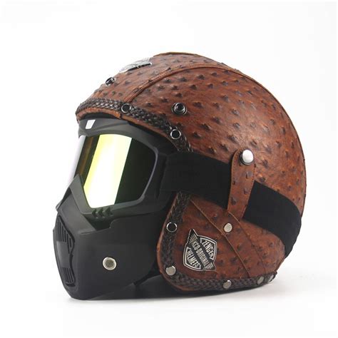 Choosing a quality open face motorcycle helmet. Leather Harley Helmets 3/4 Motorcycle Chopper Bike helmet ...