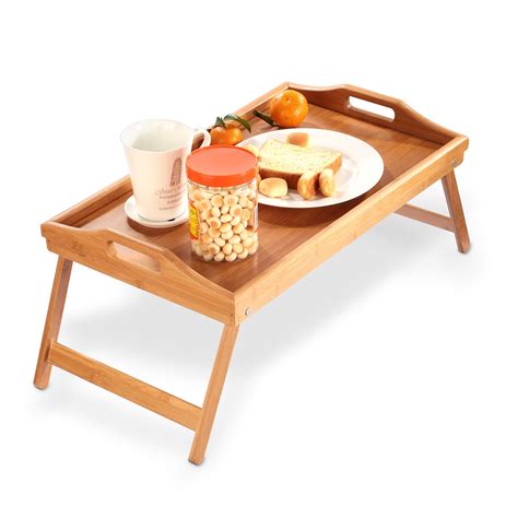 Bed Tray Table Breakfast Tray Bamboo Folding Bed Table Serving Snack