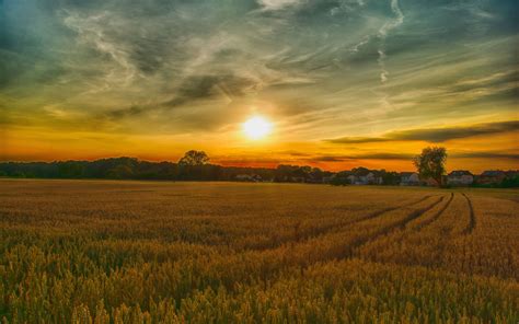 Download 3840x2400 Wallpaper Summer Sunset Farm Landscape Nature
