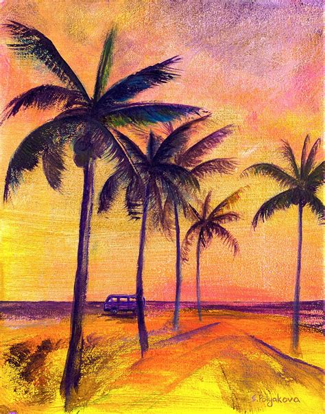 Palm Tree Painting Golden Sunset Acrylic Painting Miami Painting