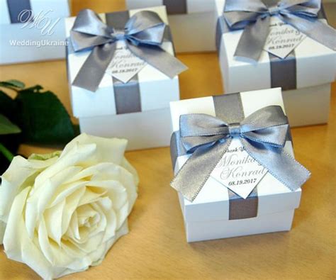 Elegant Silver Wedding Bonbonniere Wedding Favor Boxes With Etsy In