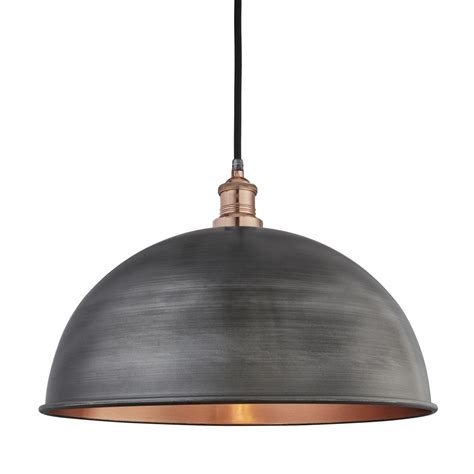 Industville Brooklyn Dome Pendant 18 Inch Pewter And Copper