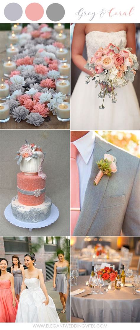 Warm Grey And Coral Country Wedding Colors For 2018 Country Wedding