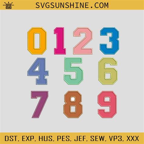 Numbers Applique Embroidery Design Numbers Embroidery Files Numbers
