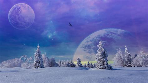 Hd Wallpaper Sky Nature Winter Space Art Freezing Snow Planet