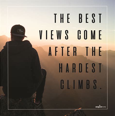 A Man Sitting On Top Of A Mountain Looking At The Sunset With Text