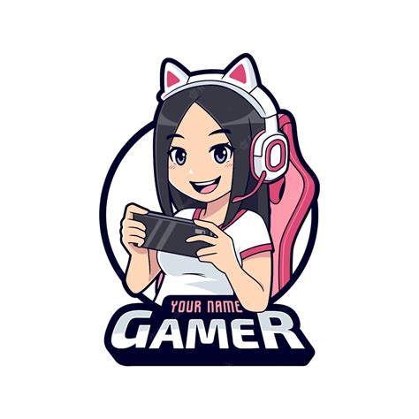 Premium Vector Cute Gamer Character Mascot Logo Gamer Girl Cartoon