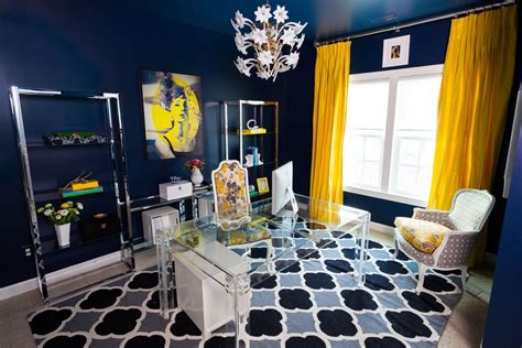 Navy And Yellow Home Office Transitional Home Office Dc Metro By