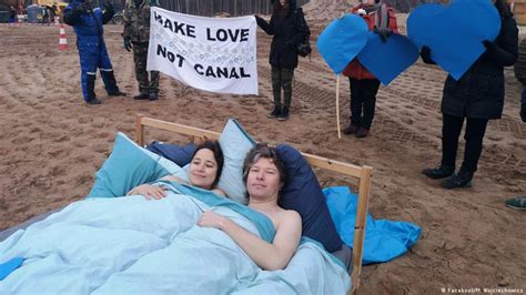 Poland Naked Couple Protests In Bed Against Canal Project On Valentine