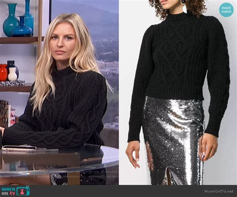 Wornontv Morgans Black Cable Knit Sweater And Embellished Mini Skirt