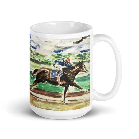 Single Race Horse Artwork Thoroughbred Racing Horse Wins Coffee Mugh