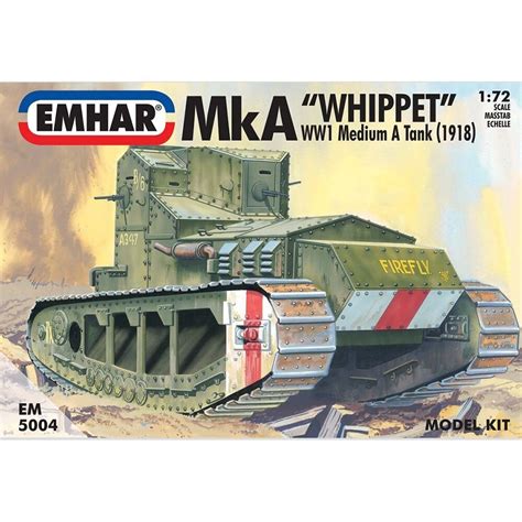 Emhar No 5004 Mk A Whippet Wwi Medium Tank Model Kit 172 Scale