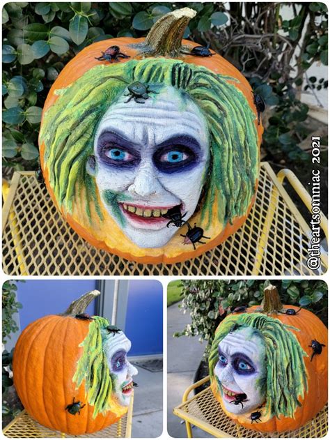 Beetlejuice 3d Sculpted And Painted Pumpkin Photo And Video Artist