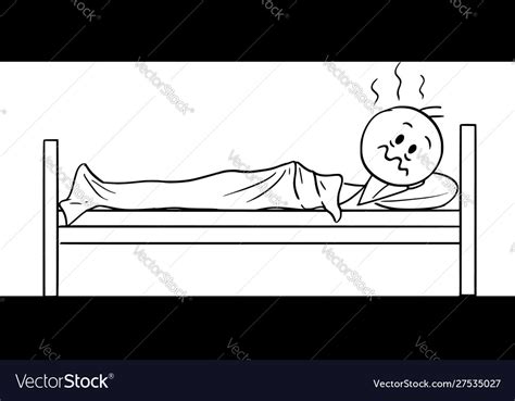 Cartoon Tired Man With Insomnia Lying In Bed Vector Image
