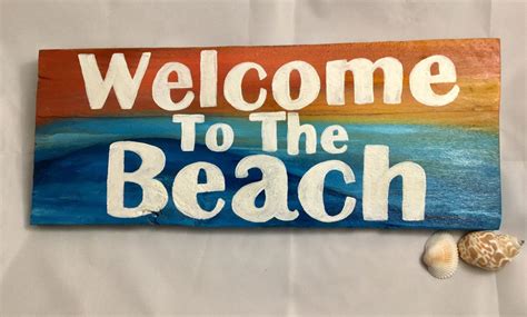 Welcome To The Beach Front Door Sign Beach Themed Welcome Sign