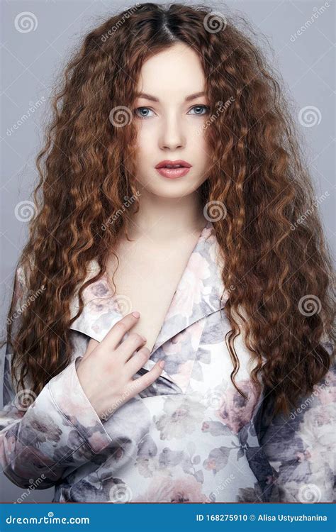 Beautiful Young Woman With Curly Hair Stock Photo Image Of Hair