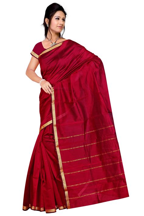 Buy Silk Cotton Saree Red Colour Online ₹12500 From Shopclues