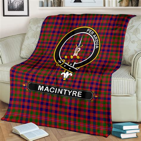 Macintyre Crest Tartan Blanket Tartan Home Decor Scottish Clan