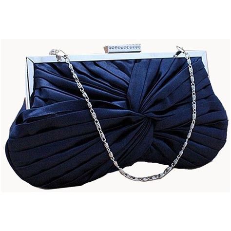 Navy Blue Pleated Satin Evening Clutch Bag Evening Clutch Bag
