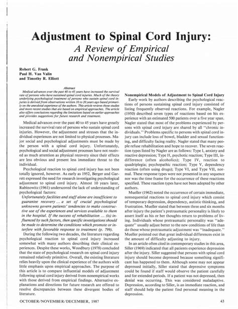 Pdf Adjustment To Spinal Cord Injury A Review Of Empirical And