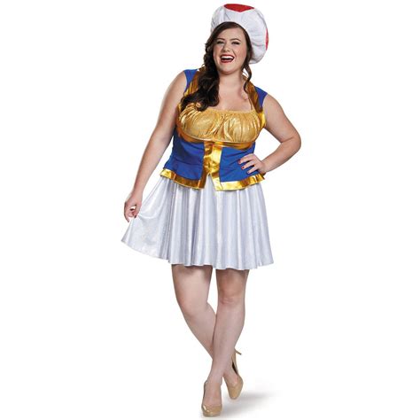 Super Mario Bros Toad Halloween Fancy Dress Costumes For Adult Womens Plus Xl