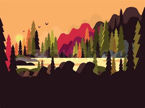 Картинки по запросу Flat Art Forest Forest Illustration Landscape