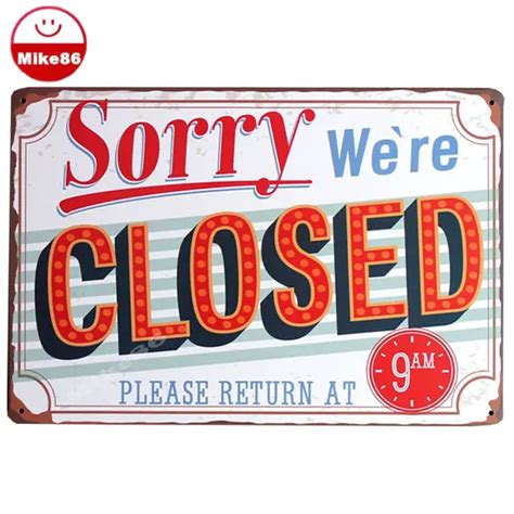 Mike86 Sorry We Are Closed Retro Metal Poster Art Painting Tin Sign