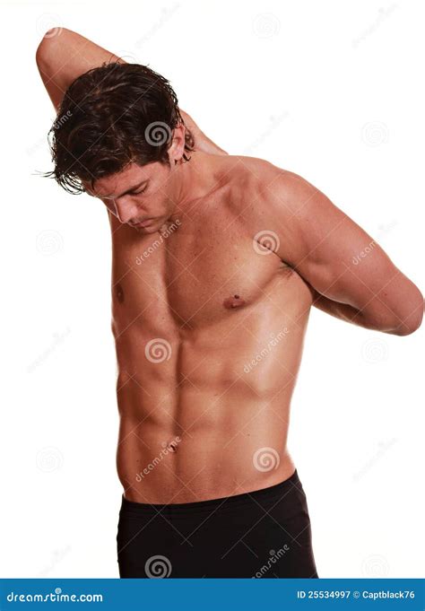 Young Man Stretching His Arms Behind The Back Stock Image Image Of