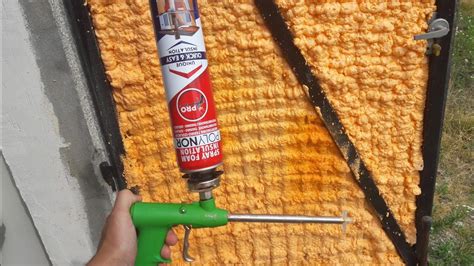 Spray foam insulation is a polyurethane foam used to insulate homes. POLYNOR Insulation of garage doors with spray foam. How to insulate a garage? do it yourself ...