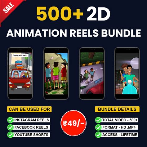 500 Viral 2d Animation Reels Bundle