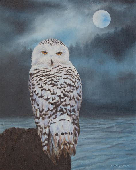 Snowy Owl In Moonlight Painting By Christine Brunette Pixels