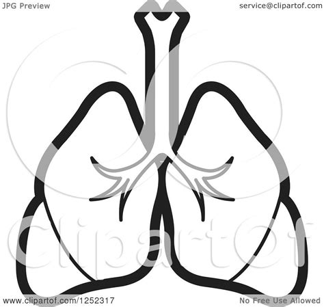 Clipart Of Black And White Lungs Royalty Free Vector