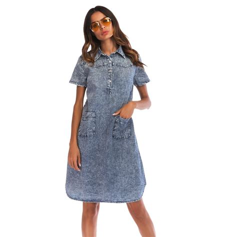 2019 Women Designer Denim Blue Jean Dresses Summer Beading Design