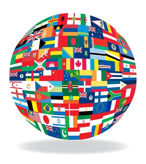 Flags Globe With World Map Stock Vector Illustration Of Patriotism