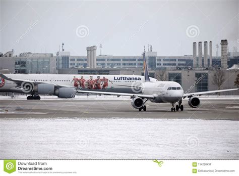 Lufthansa Airbus A340 600 D Aihz Taxiing In Munich Airportwinter Time