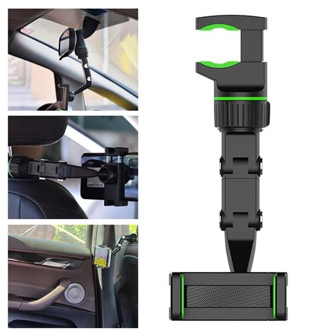 Car Phone Holder 360 Degrees Rotating Auto Hanging Clip Back Seat