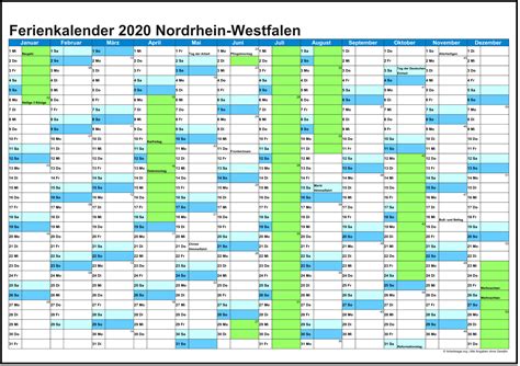 Ob bürokalender, vereinskalender oder einfacher jahresplaner. ferienkalender-2020-nordrhein-westfalen - The Beste Kalender