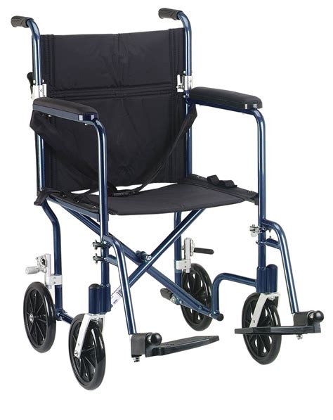 Flyweight Lightweight Folding Transport Wheelchair 19" Blue Frame