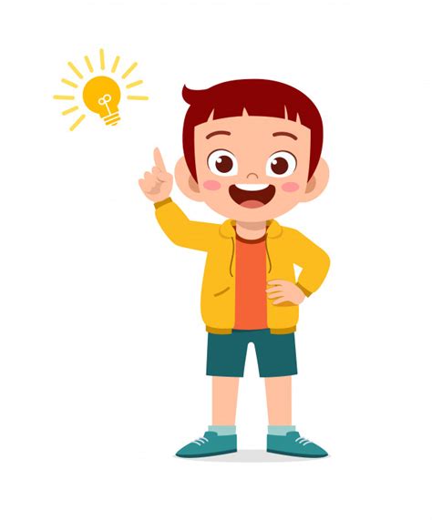 Check spelling or type a new query. Feliz lindo niño niño con idea lámpara signo | Vector Premium