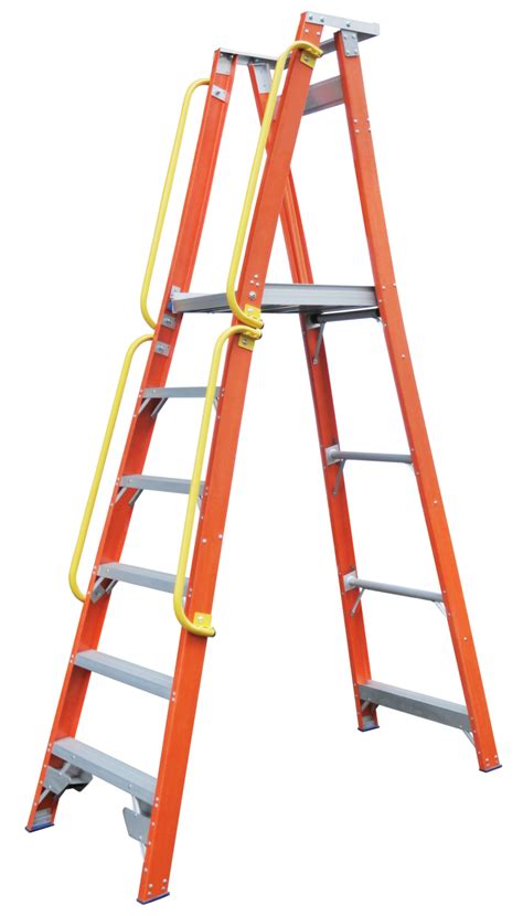 Pro Series Fibreglass Platform Ladder Side Handrails - Ladders4u
