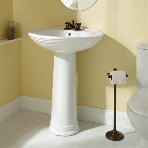 The classic pedestal sink works equally well in modern, rustic, and classic bathrooms. Savoye+Porcelain+Pedestal+Sink+ | Pedestal sink, Pedestal ...