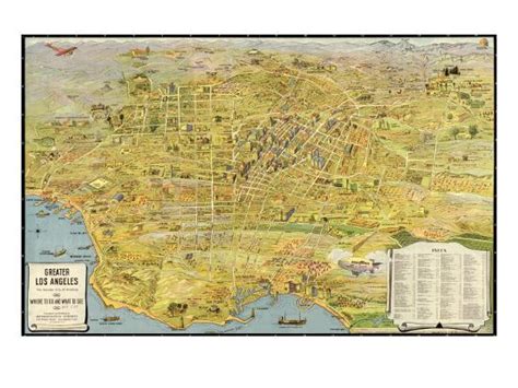 1932 Aerial Map Of Greater Los Angeles The Wonder City Of America