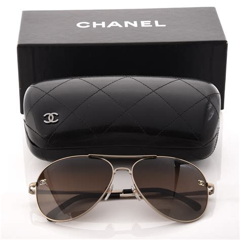 Chanel Polarized Cc Aviator Sunglasses 4189 T Q Pale Gold 240668