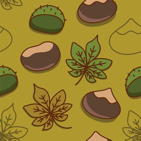 Chestnuts Leaves Seamless Pattern For Decoration Card Print