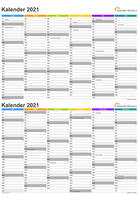Excel Kalender 2021 Kostenlos