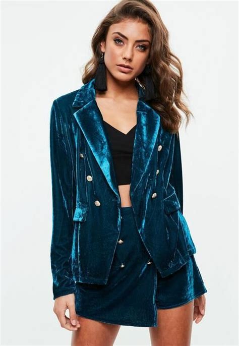 Blue Velvet Military Jacket Velvet Jacket Outfit Blazer Outfits For
