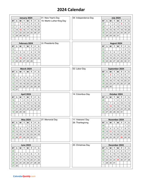Holidays Calendar 2024 Vertical Calendar Quickly