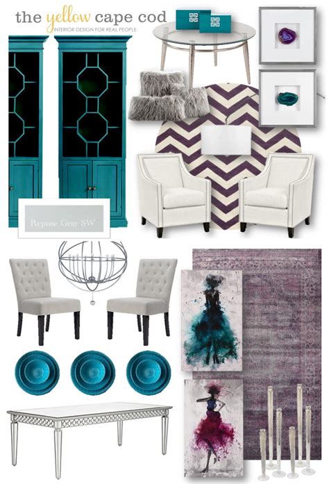 The Yellow Cape Cod Teal Purple And Gray Living Room And