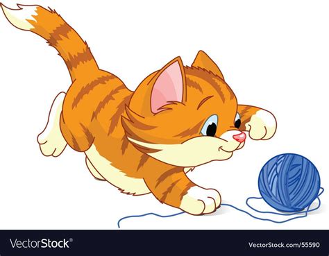 Playful Kitten Royalty Free Vector Image Vectorstock Kitten Images Kittens Playing Cat Clipart