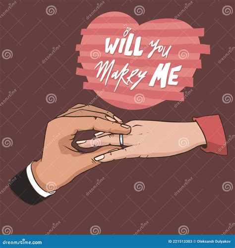 Will You Marry Me Poster Marriage Proposal Vector Illustration With